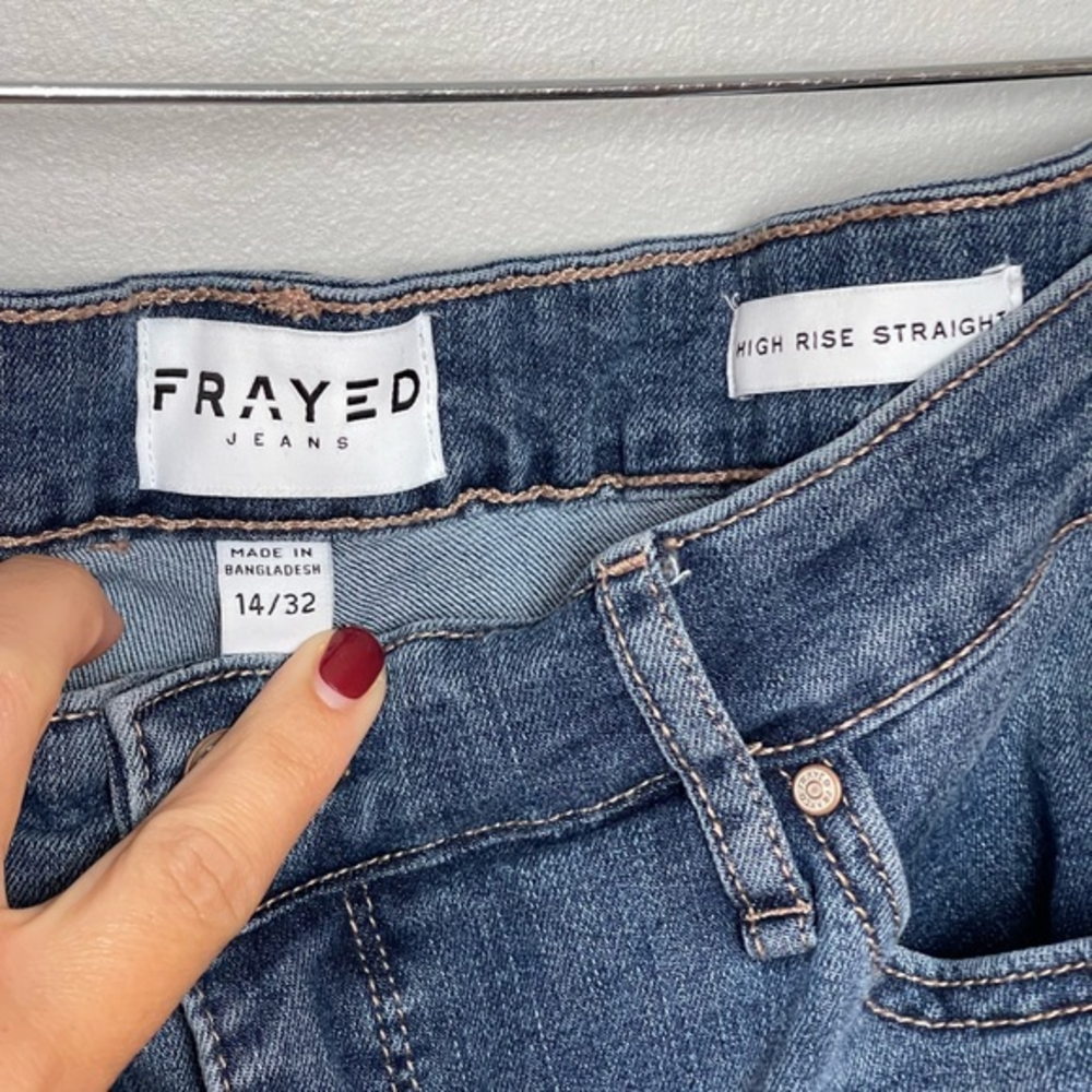 Frayed Denim Highrise‎ Straight Ankle Jr Size 14/32